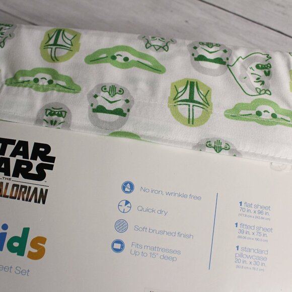Star Wars Mandalorian Twin Sheet Set Kids Bedding Baby Yoda Grogu - Picture 6 of 6